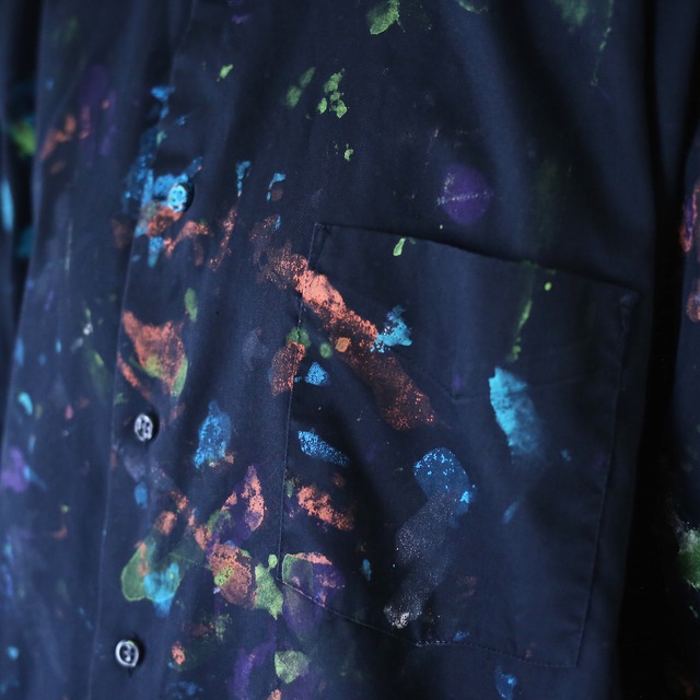 "real paint" multi color painted black mode shirt