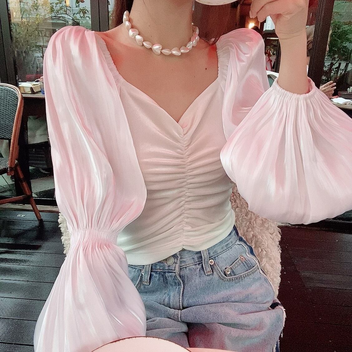 Velvet blouse / white (1月上旬〜中旬頃発送予定)