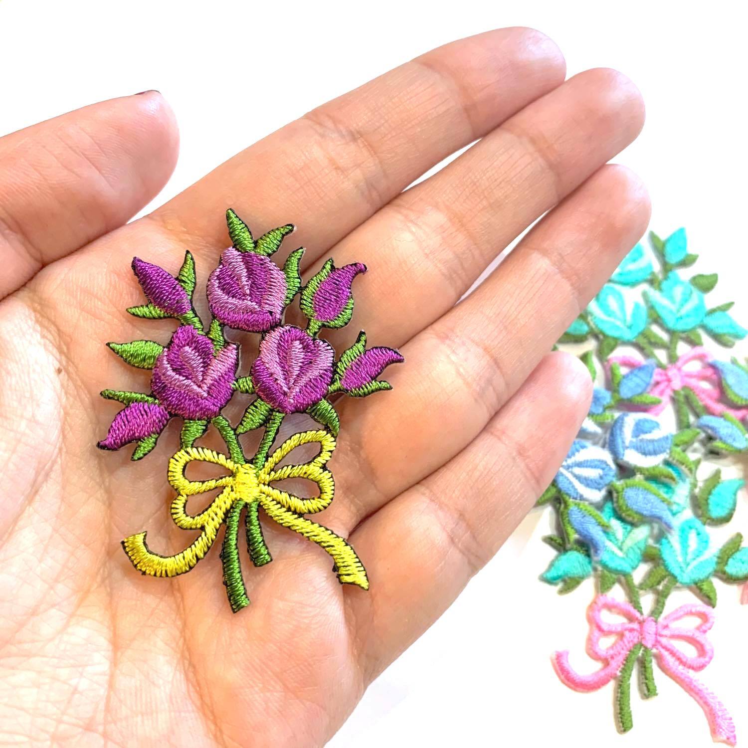 再入荷〉花束のワッペン（お花3つと蕾） | Dua-アクセサリーパーツショップ