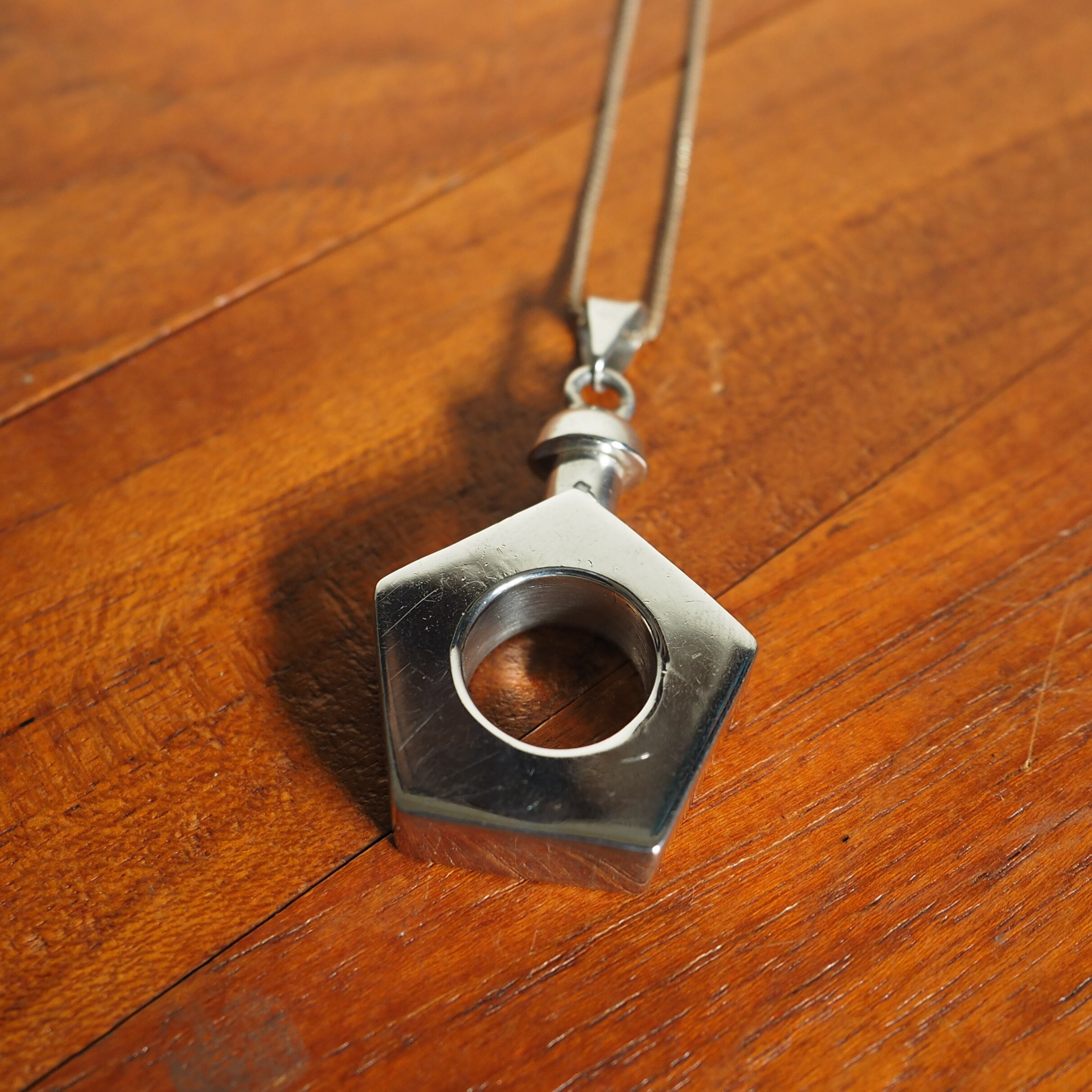 Vintage Mexican Silver Perfume Bottle Necklace
