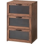 フラップチェスト CCR-107 3段 木製 おしゃれ 収納 チェスト 収納棚 ガラス扉 杉 アンティーク 古道具風 扉付き 棚 キャビネット フラップ扉 チェスト