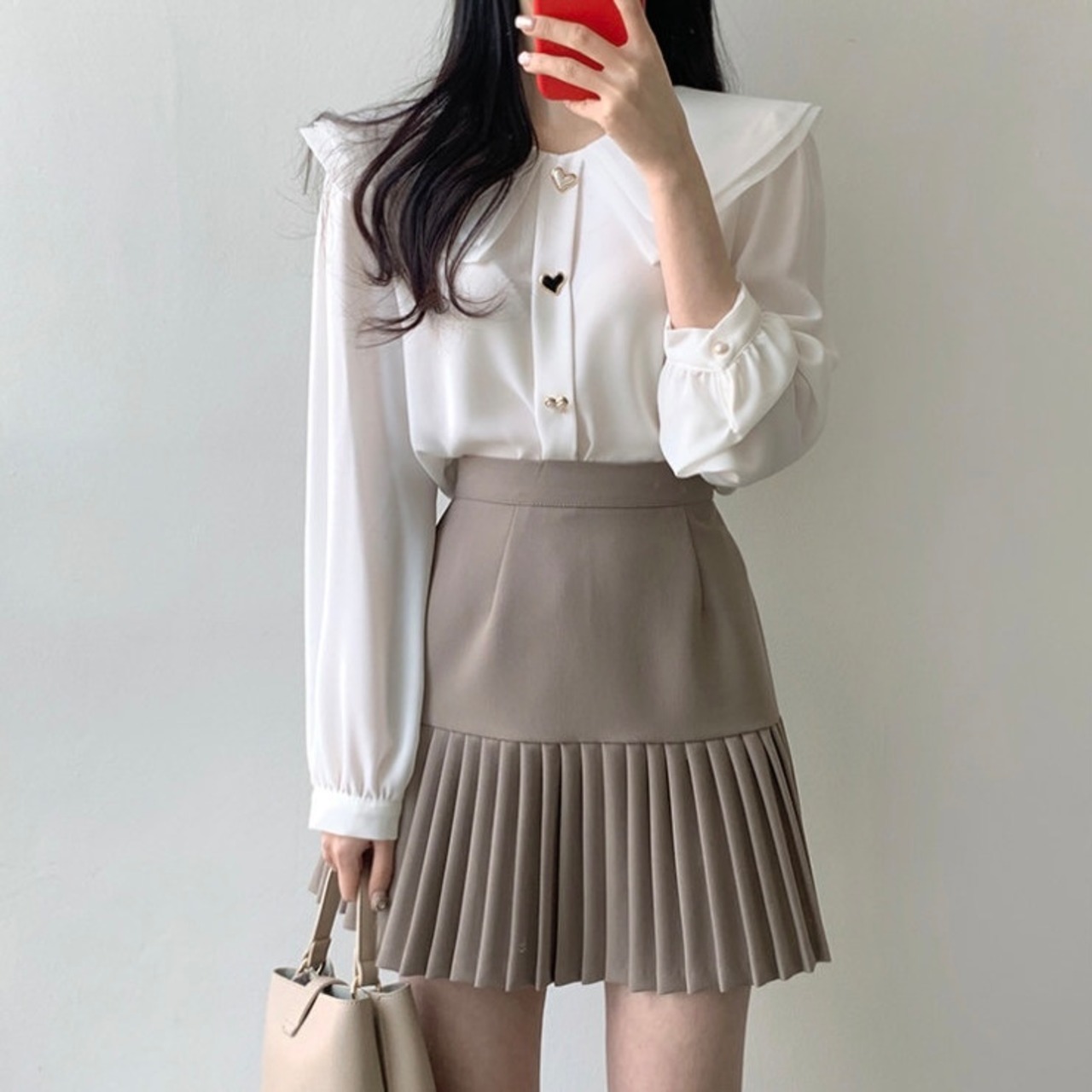 ダブルカラーハートボタンブラウス | luciashop