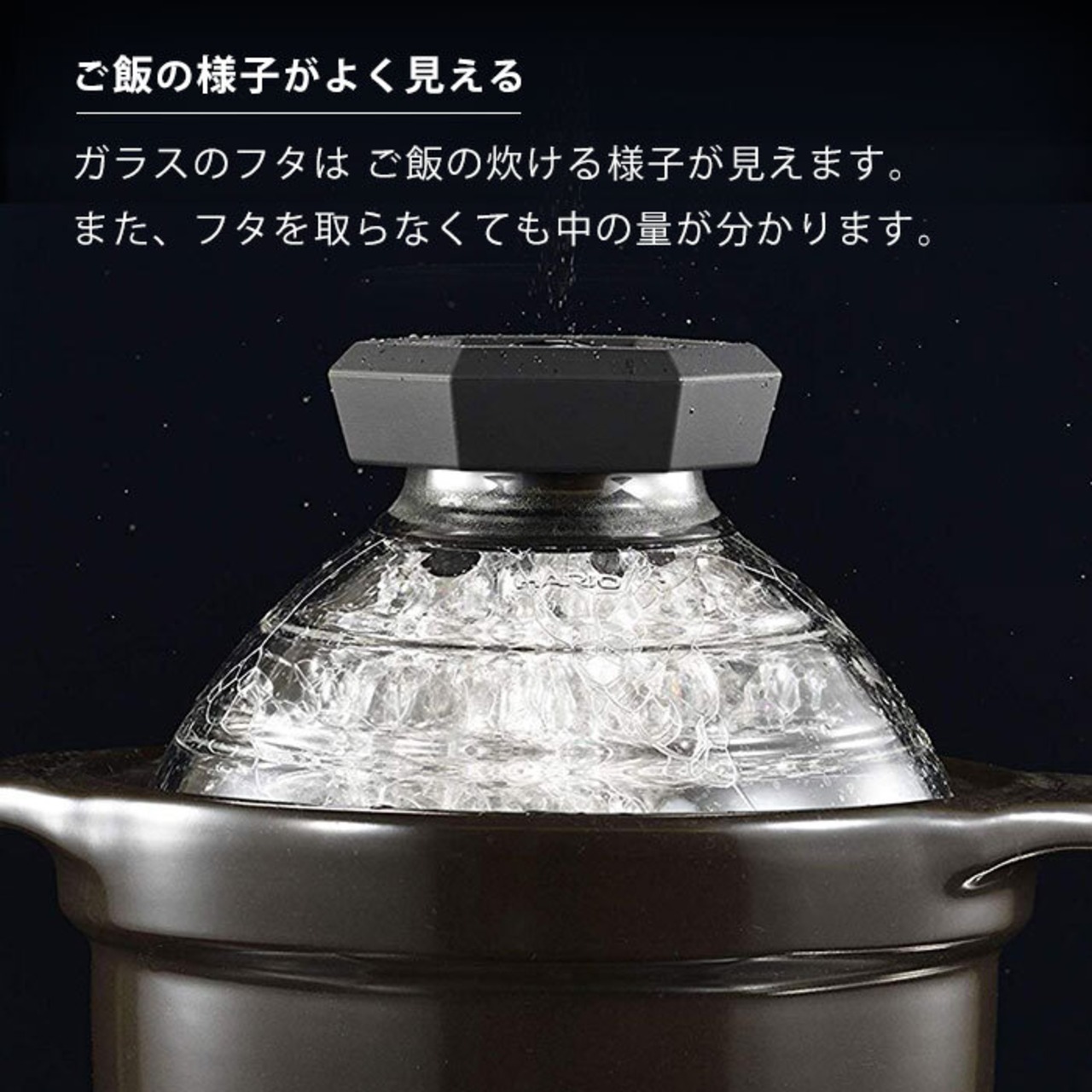 ご飯鍋 1〜2合炊き 直火専用 ハリオ フタがガラスのご飯釜 GNR-150-B