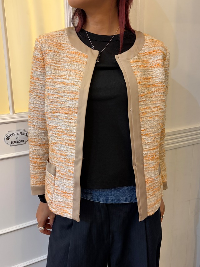 Courreges / vintage orange tweed jacket . (O)