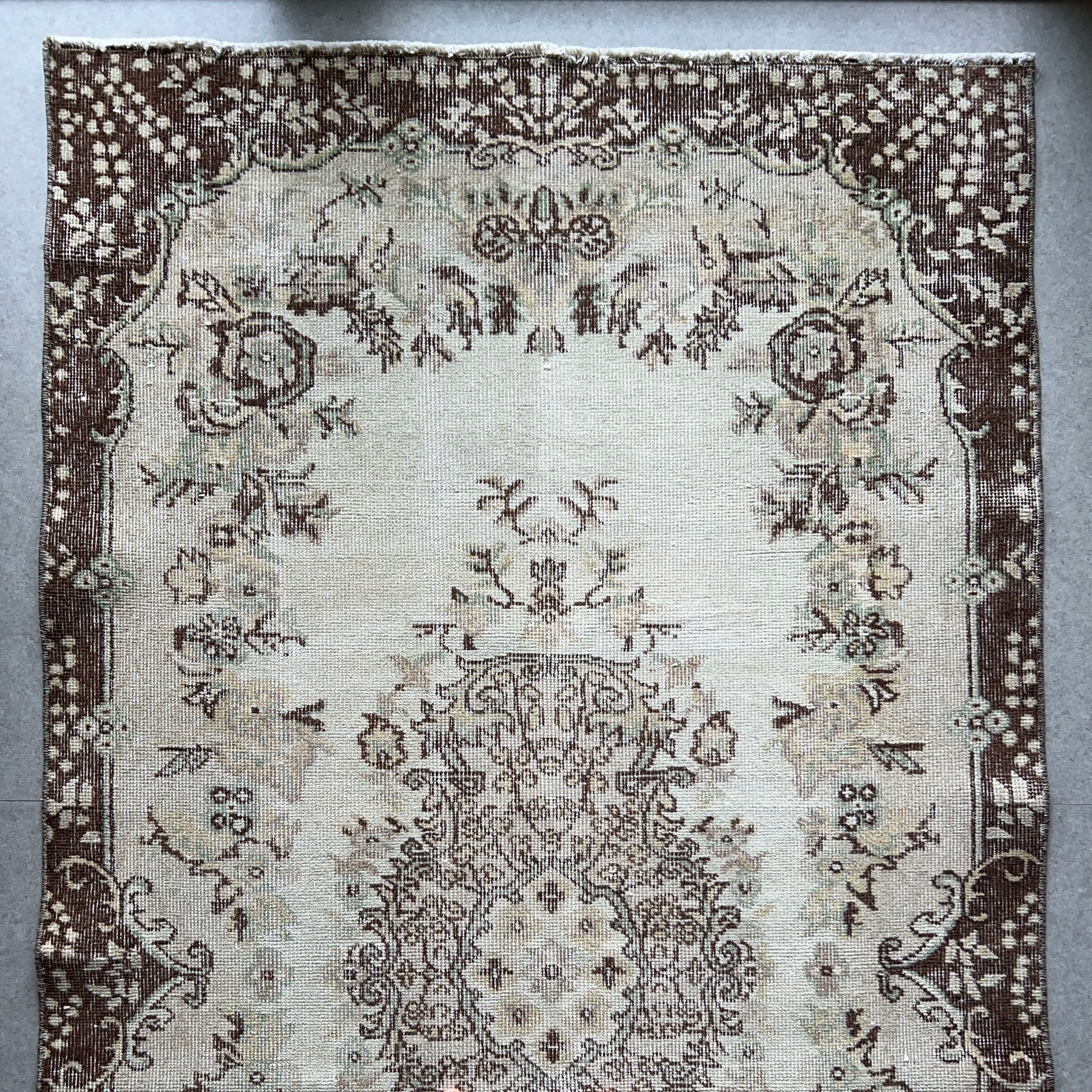 Vintage rug〈Brown Medalion〉203×112/ヴィンテージラグ トルコラグ