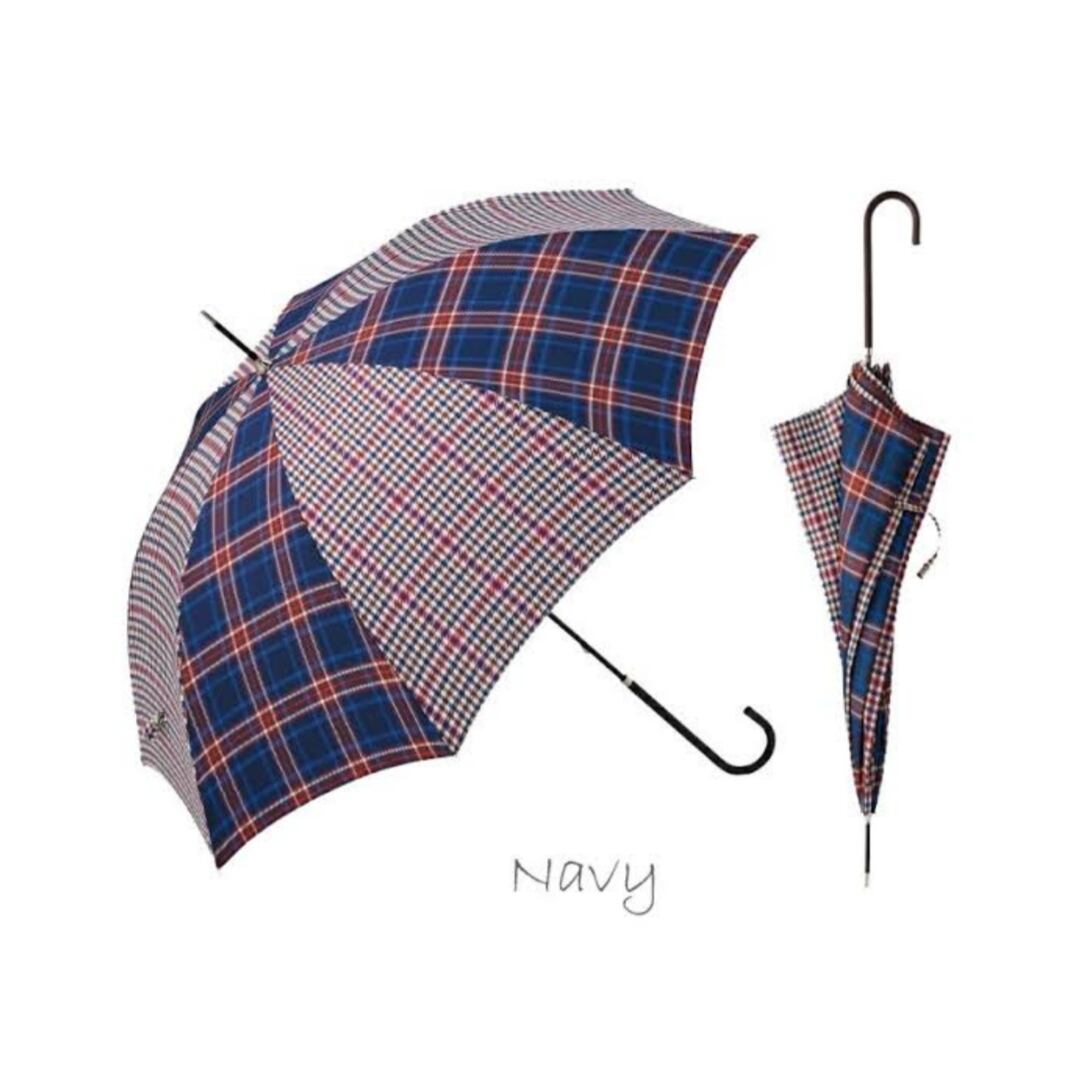 ビコーズ(Because) 2トーンチェック 晴雨兼用傘/長傘 ネイビー 58cm-12785