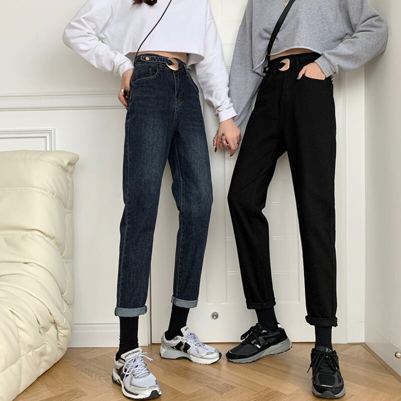 スタイルレッドハイウェストウェストバックルスタンダードジーンズ レディース レトロ YY-ファッション48852013561