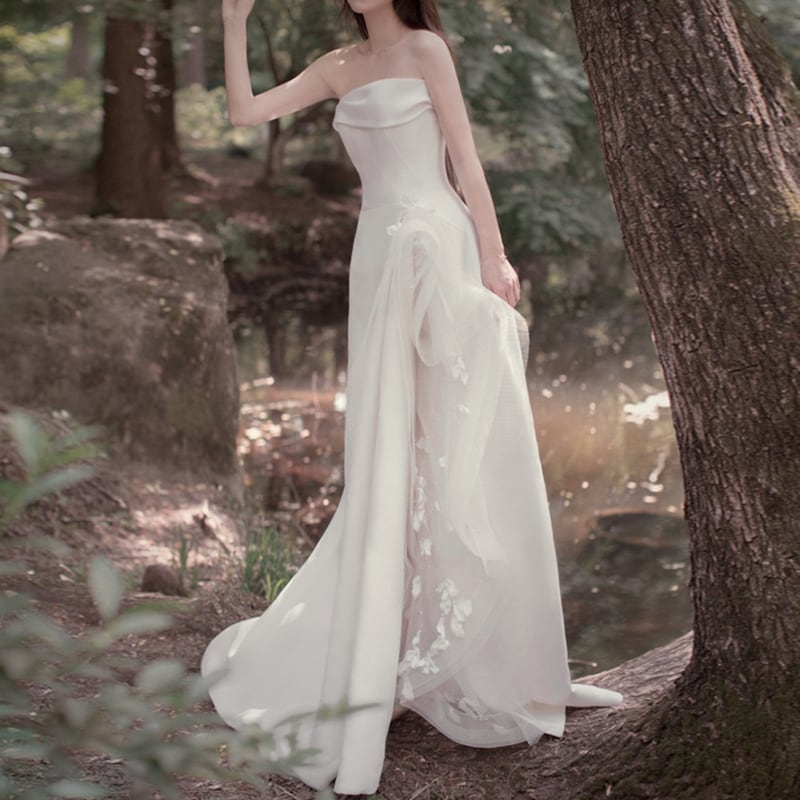 センターフリルスリットAラインドレス(W127) | for me