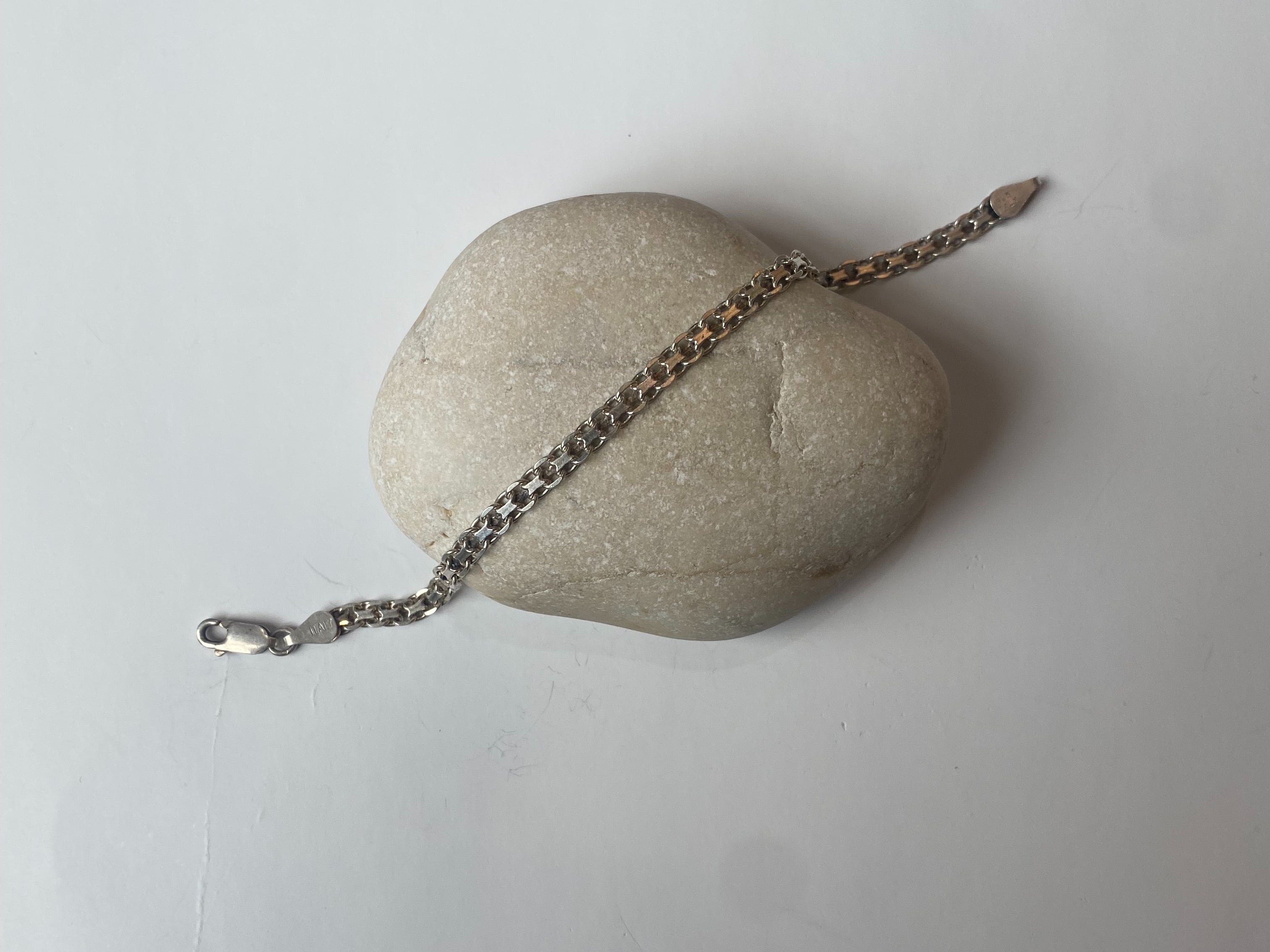 Vintage Silver Square Chain Bracelet 925