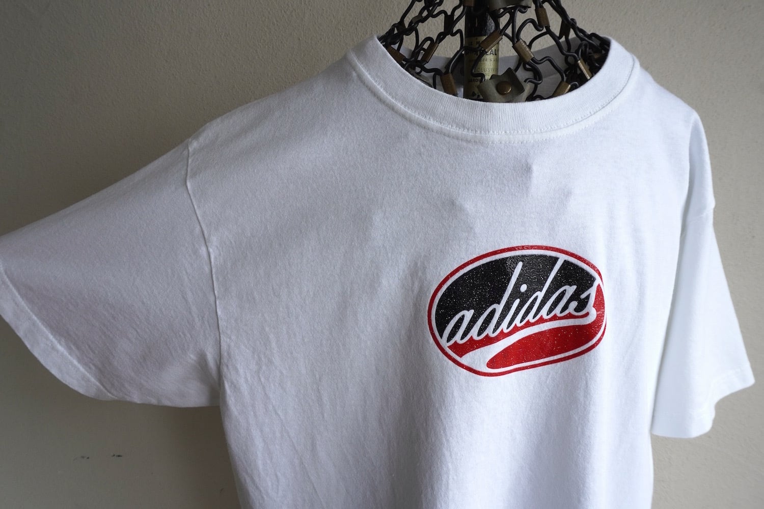 2000's USA製 [adidas] ラメ入りオーバルロゴ S/S クルーネック T