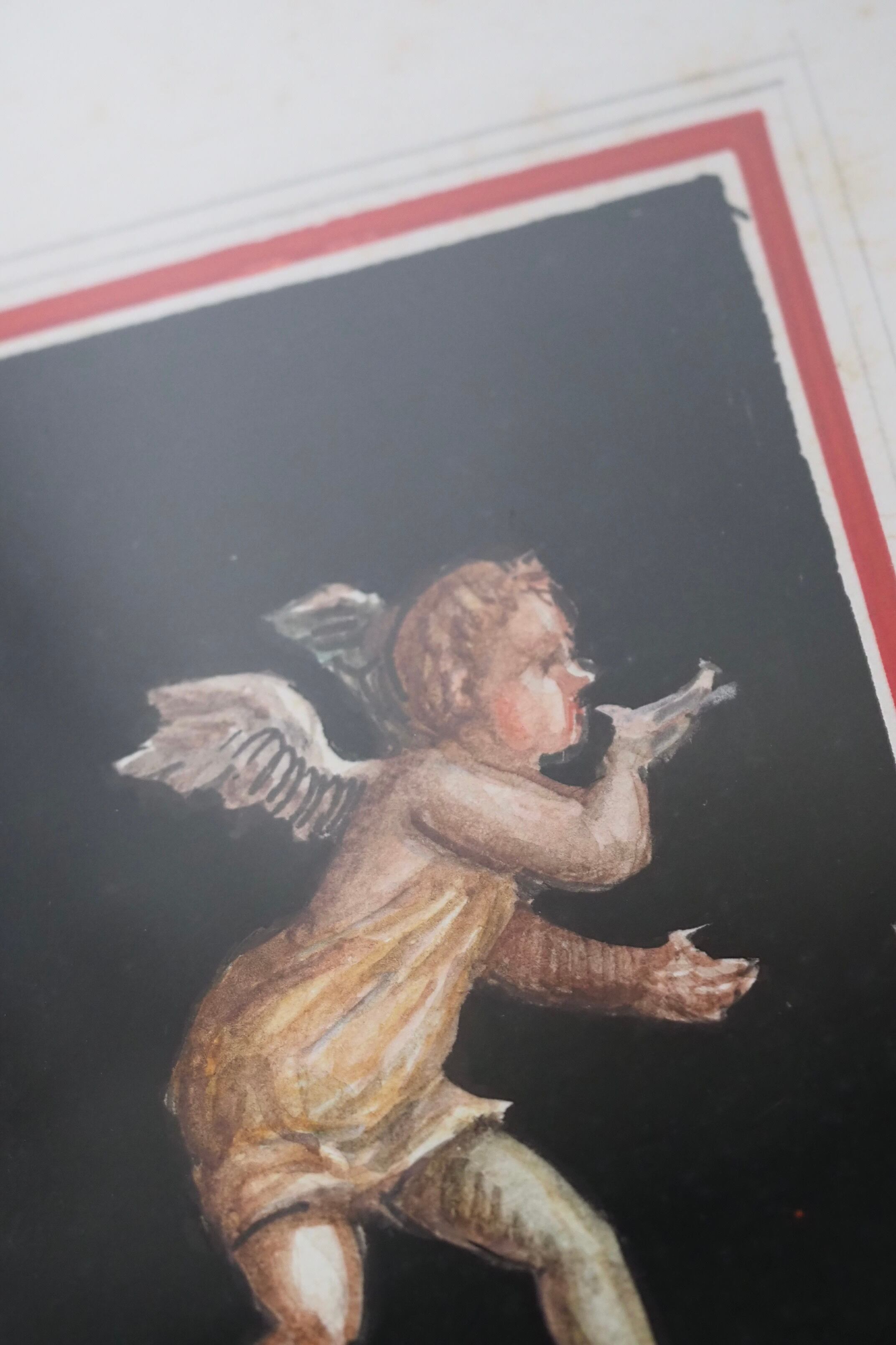 ポンペイ壁画の天使額縁-vintage gouache painting frame