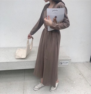 ベルト付き Vネックカーデワンピース　AJ1050-D004