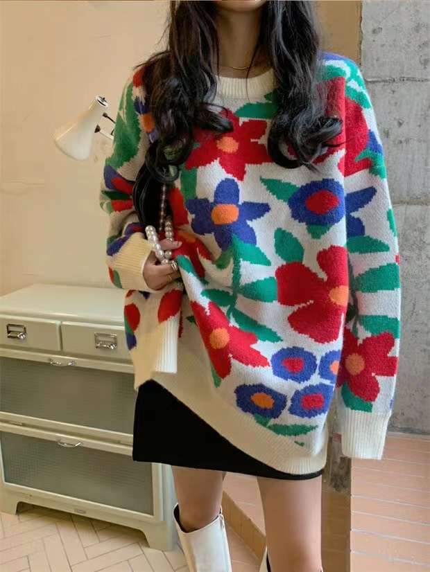 花柄カラフルオーバーニット  AJ22231-6177