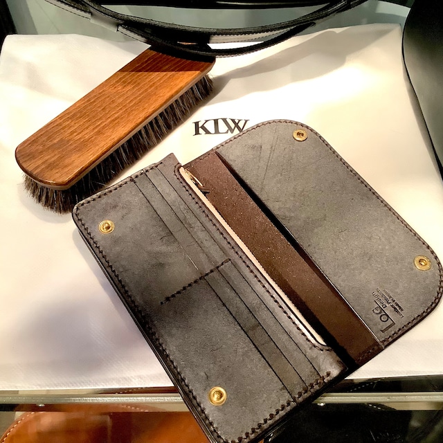 KLW 　LW-03-BLK-BRI Tracker Wallet（高級ブライドルレザー）　Long Wallet hand sewing