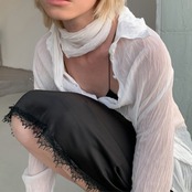 Dentelle Lace Trim Satin Skirt F0588