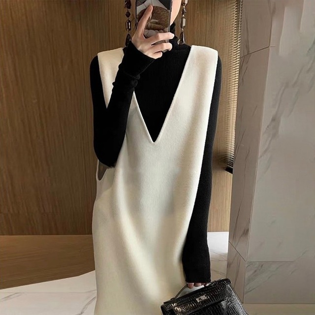 v-neck slit dress　51024