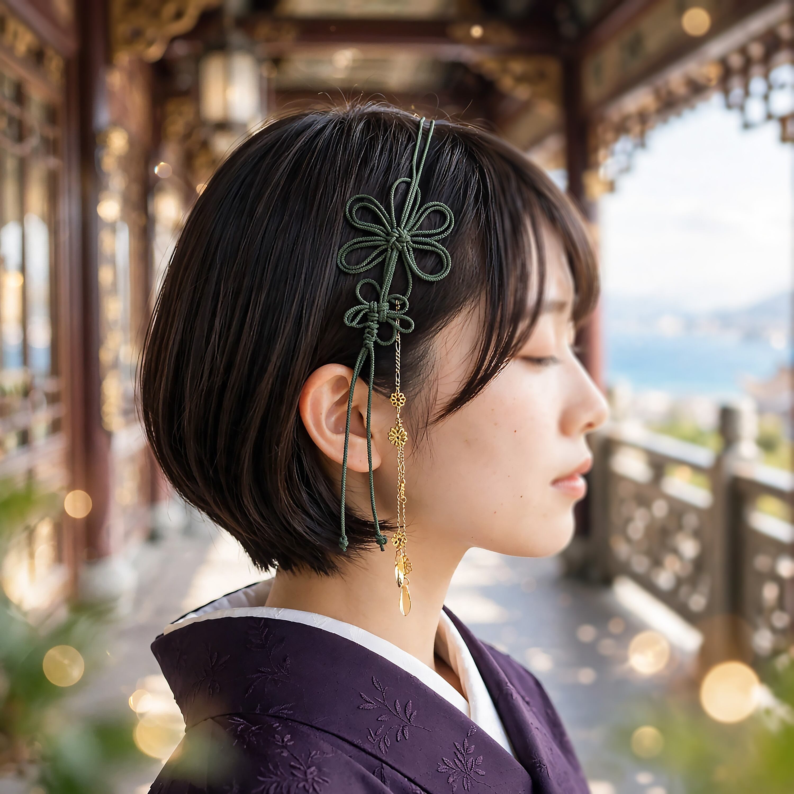 飾り結びカチューム「よびさます花」【軽量・簡単】浴衣や着物、日常使いにも。