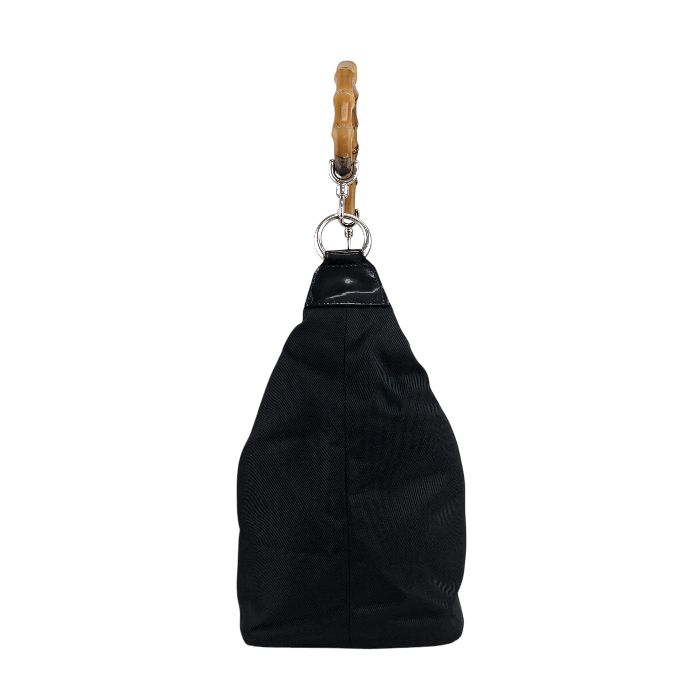 GUCCI グッチ ショルダーバッグ ブラック バンブー キャンバス vintage