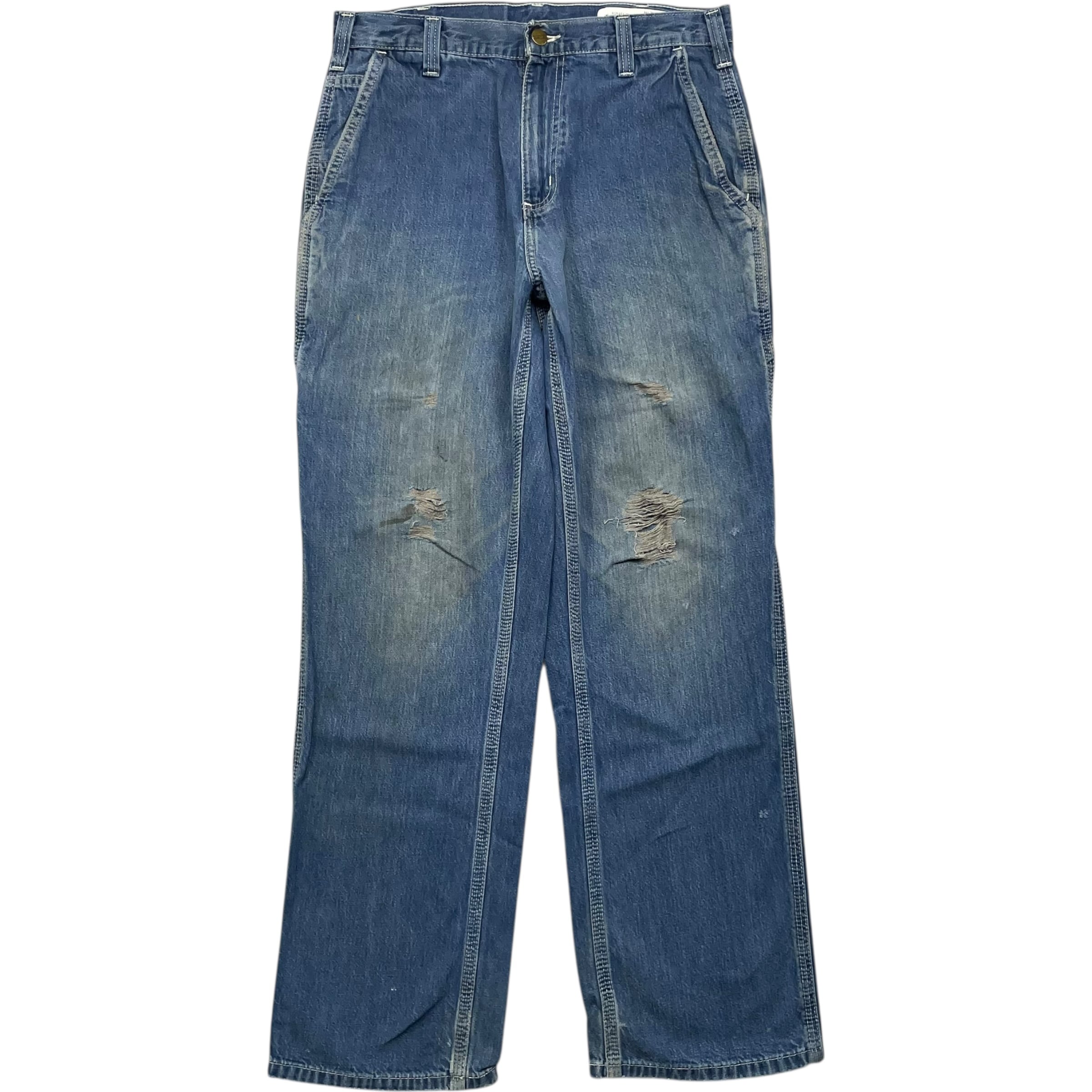 《実寸 W31L30》 Carhartt カーハート デニムパンツ ダメージ 色落ち ブルー no.8121