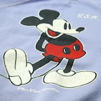 70s~ Disney ミッキーマウス 白足 プリント ラグランスウェット ラベンダー