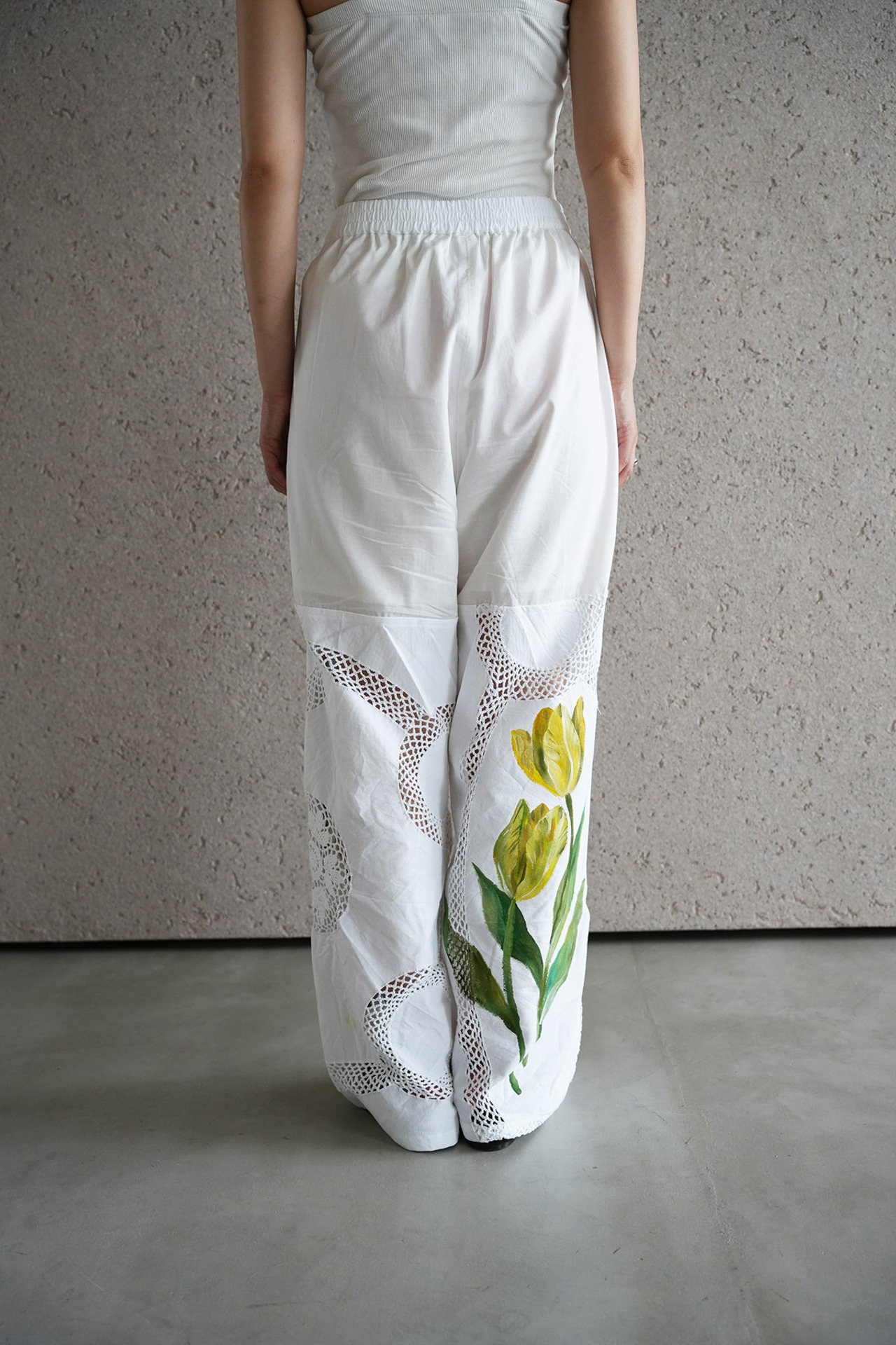 vintage lace pants yellow bouquet