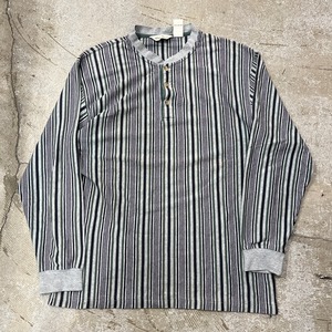 ⓀEDDIE BAUER CUT SEW STRIPE HENRY NECK