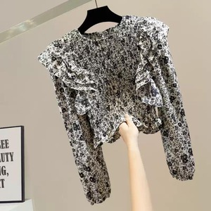 プリーツ フリル ショート 花柄 ブラウス 10277