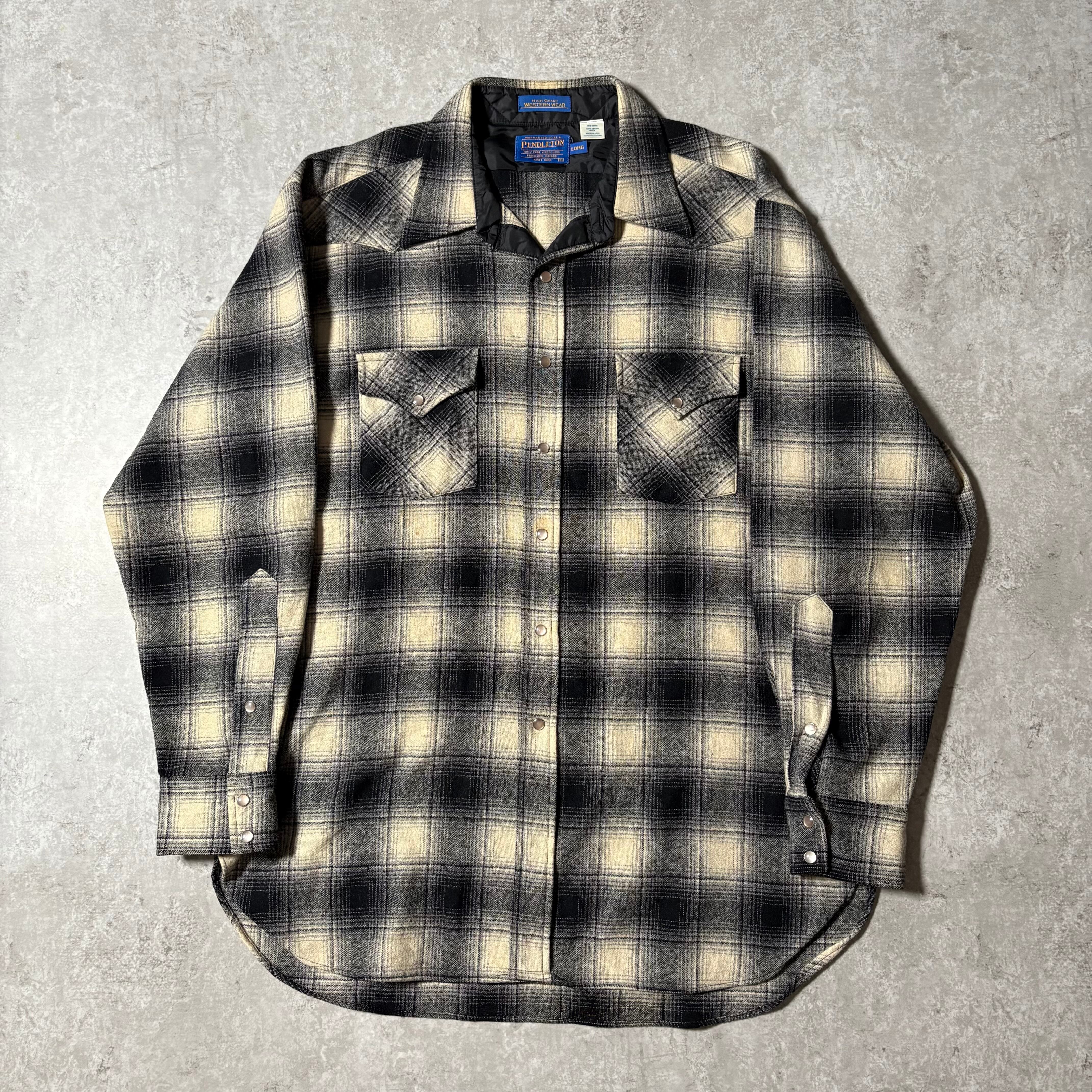 1990s "PENDLETON" Western Shirt Black×White "Made in USA!!"