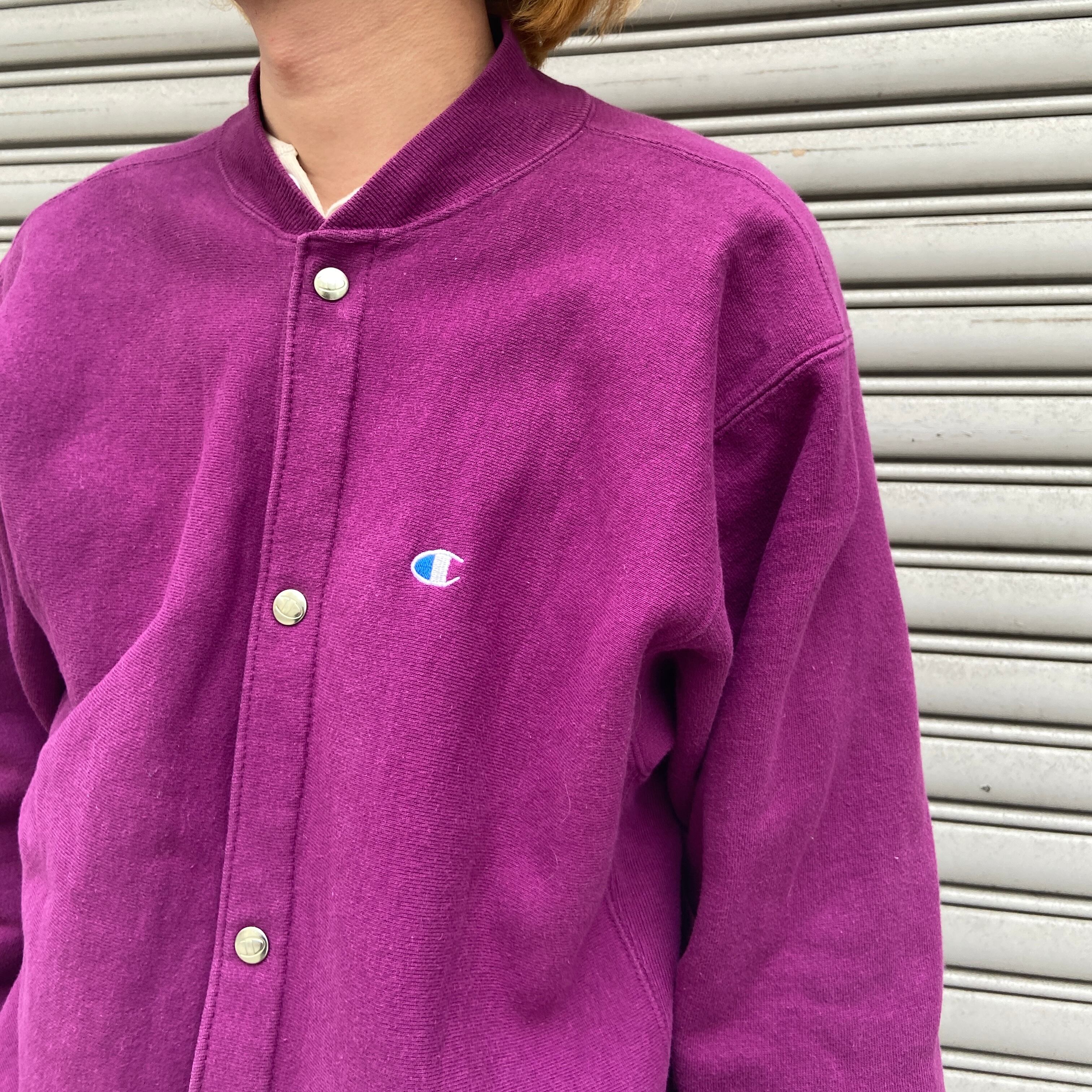 送料無料』レア 90s Champion USA製 リバースウィーブ スナップ 