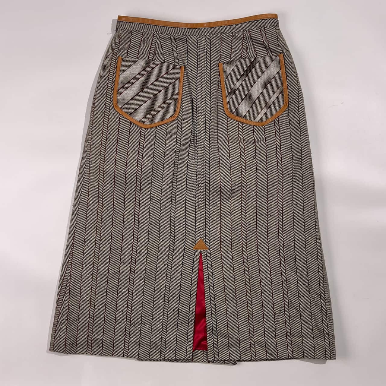 UNITED ARROWS WORK FOR HOLIDAY ユナイテッドアローズ ヘリンボーン ストライプ ラップスカート 38/レディース 本革ベルト