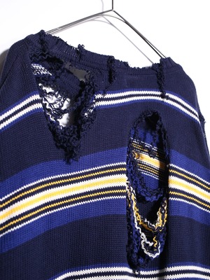 REMAKE / clash bolo × zip  border knit