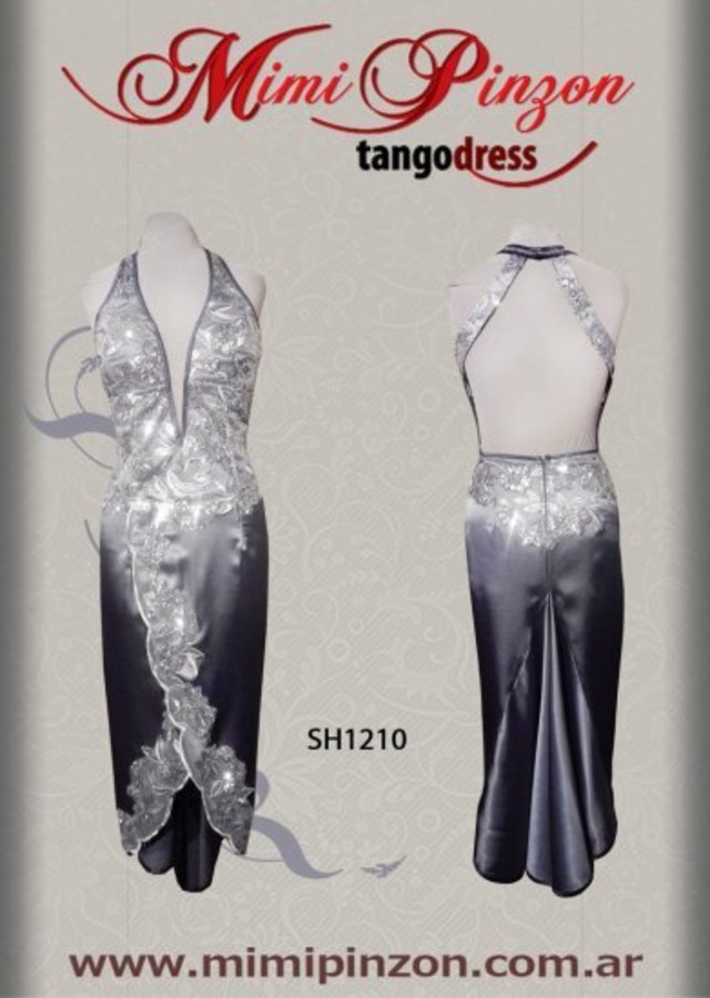 VESTIDO DE MIMI PINZON　ステージ用衣装　シルバーサテンドレス