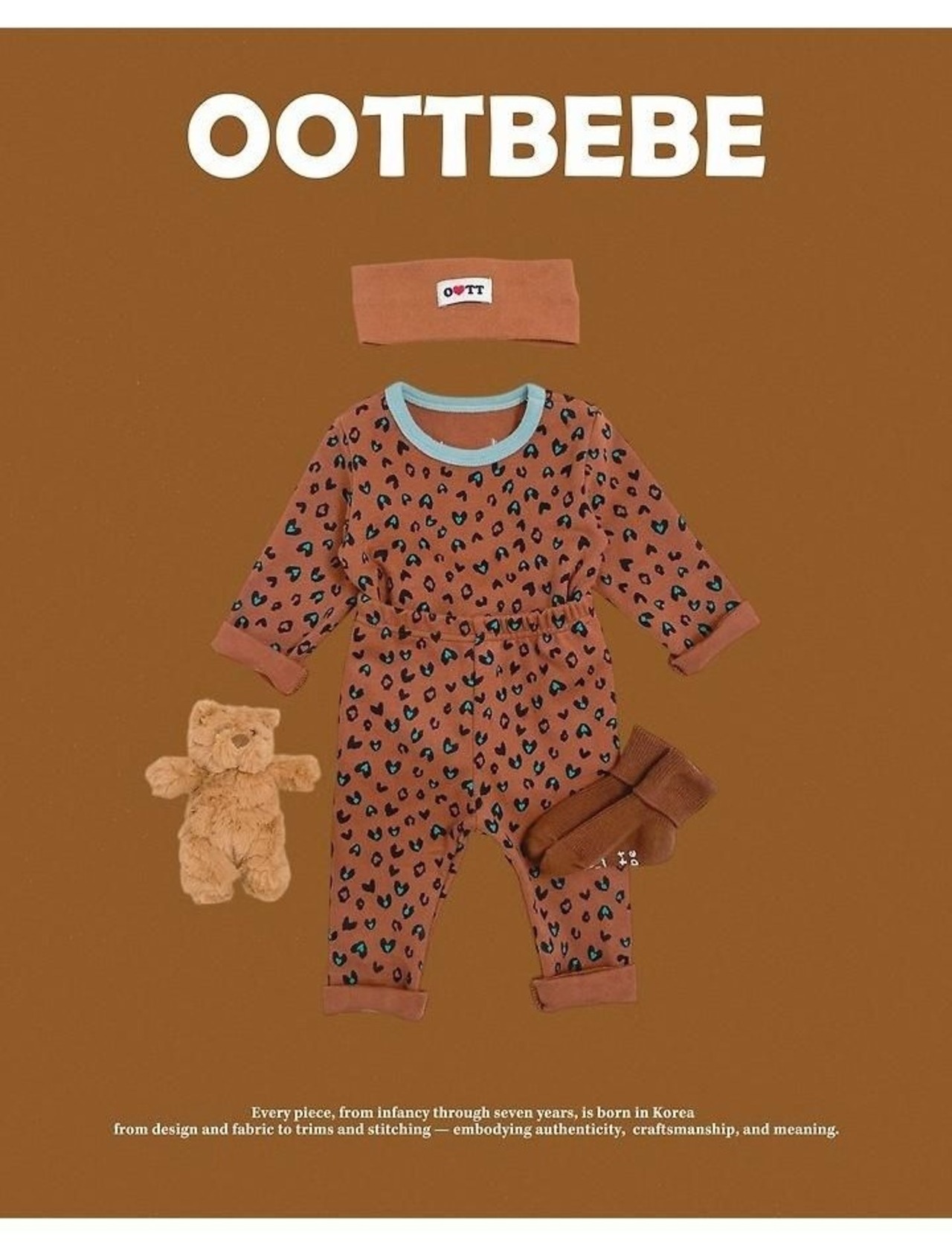 韓国子供服 / 26winter / oottbebe / ハートレオパードルームウェア / ベビー&キッズ / 冬服 *XS~XL*