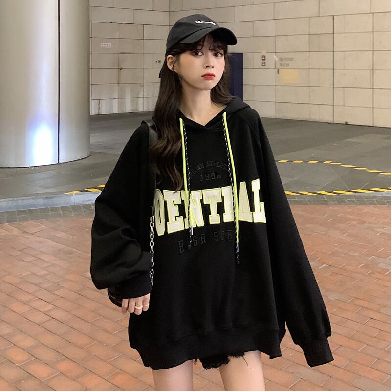 ジャケット スプリングオータムルーズプルオーバー フードセーター レディース 春物 秋物 試着室18357783222