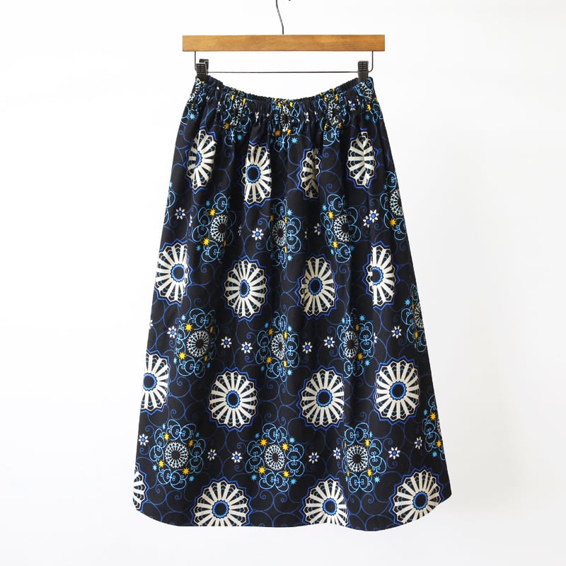 受注制作】アフリカ布のギャザースカート（アラベスク）アフリカン