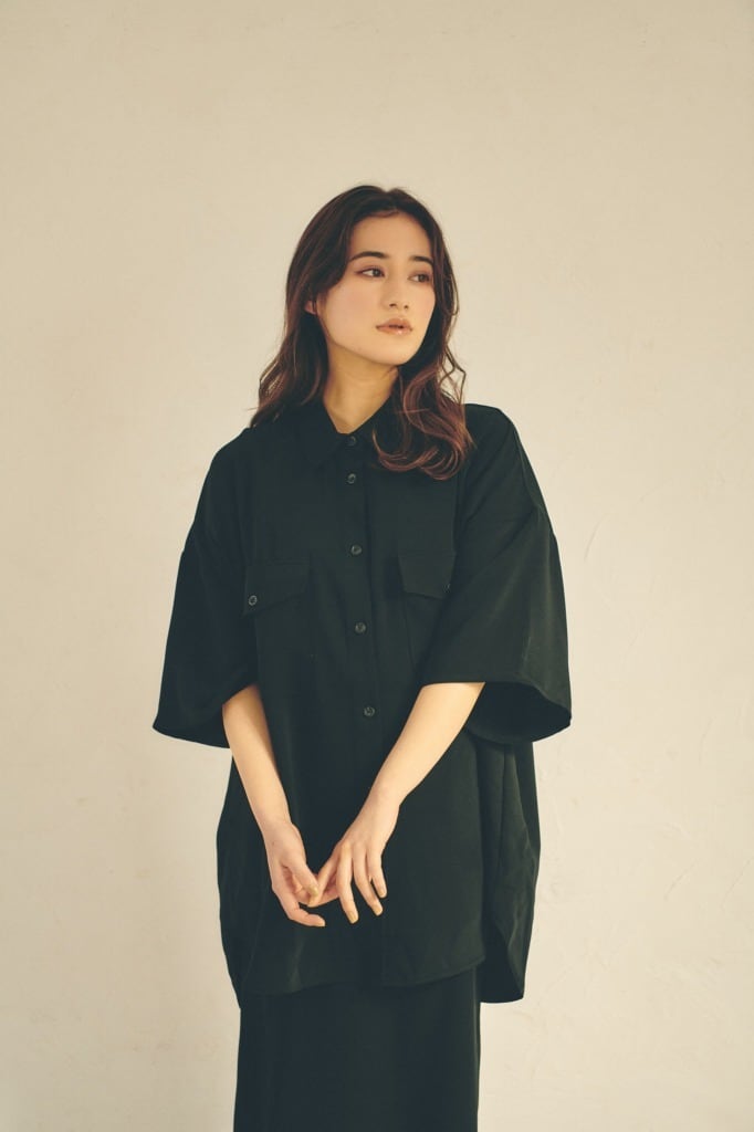 FORME ビッグシャツ　黒 LOLO LIKE 綿麻 定番プルオーバー ビッグシャツ M ブラック | zuiun