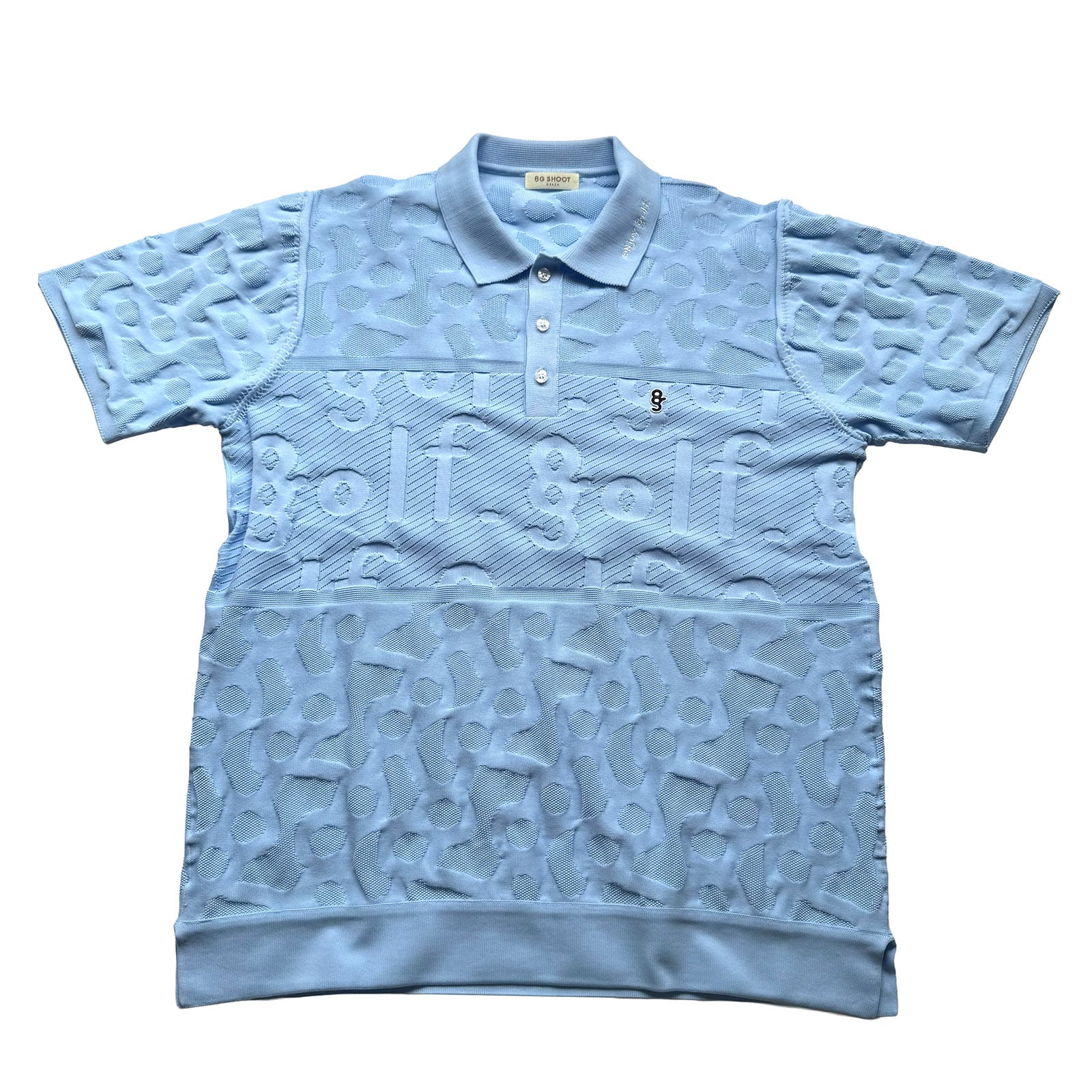 LOGO JACQUARD KNIT POLO -LIGHT BLUE-