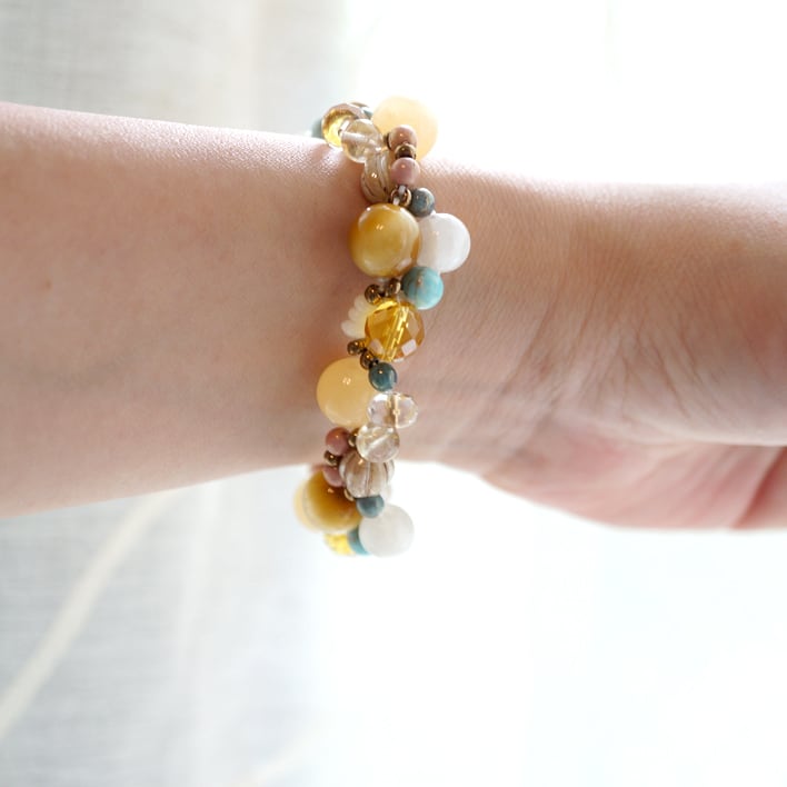 タイガーアイ×ルチルクォーツ　14KGF ブレスレット タイガーアイ×ルチルクォーツ 14KGF ブレスレット