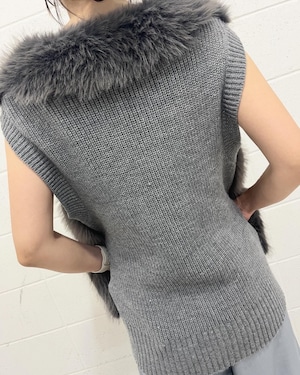 ガレナ galena GALENA  エコファーZIP配色ニットベスト 70042-5103