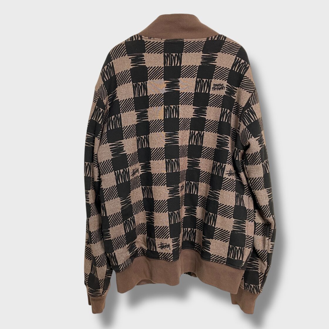 00s STUSSY ステューシー モノグラム調スナップブルゾン ブラウン L 