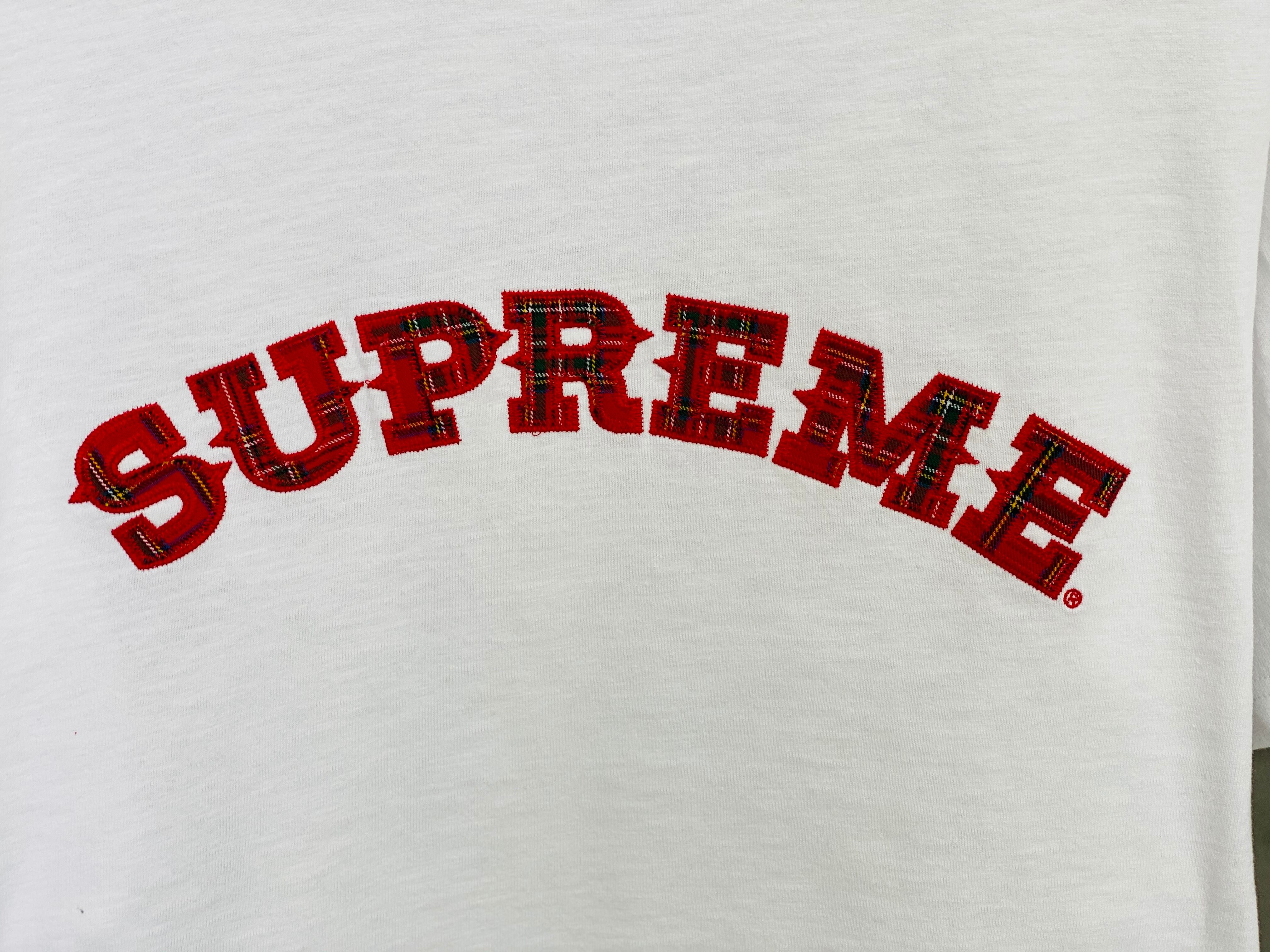 Supreme 20AW PLAID APPLIQUE S/S TOP WHITE L 45JI9134 | BRAND  
