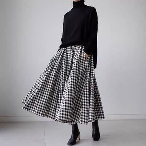 gingham check flared skirt  302152