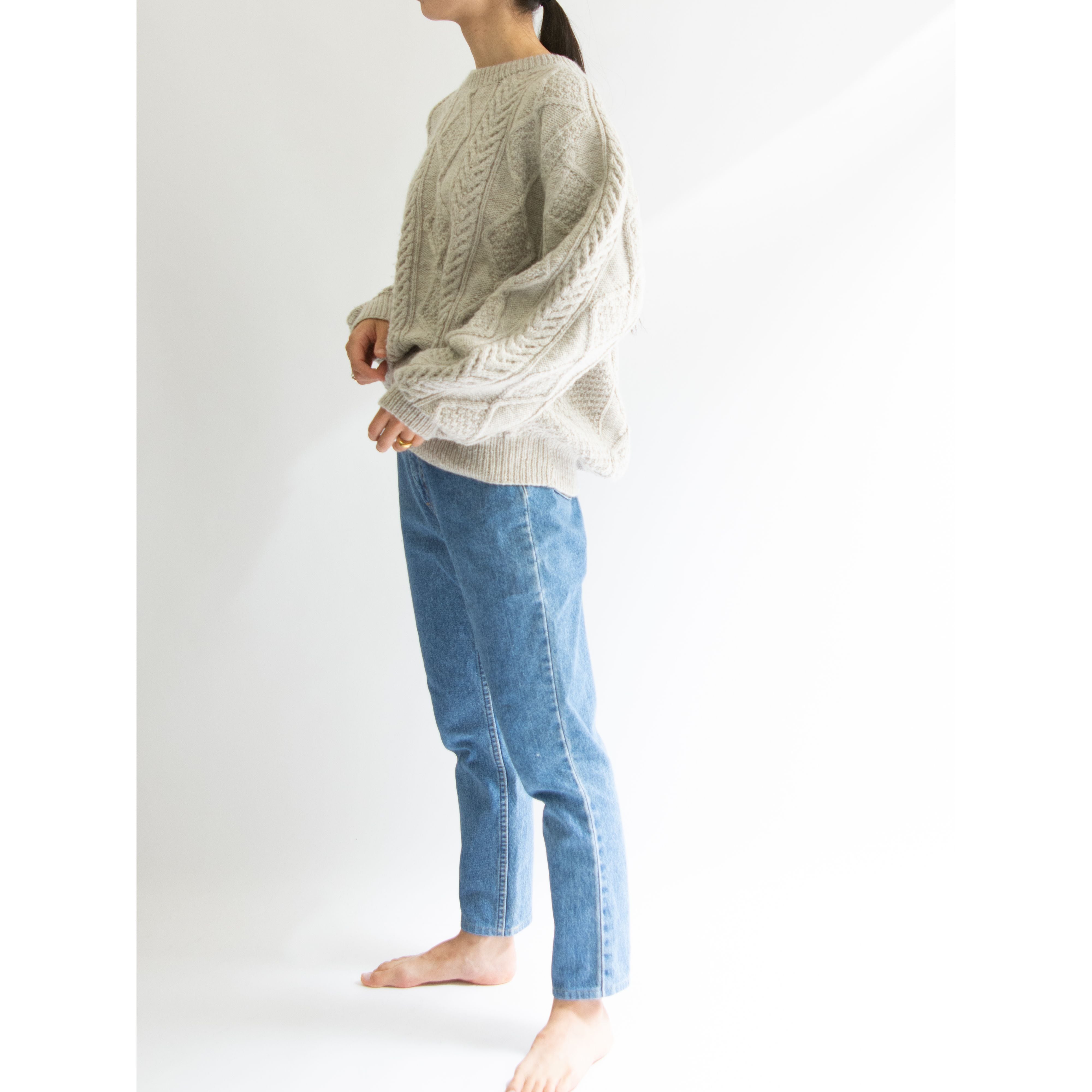 【KOTUKU Dead Stock】Hand Knitted in New Zealand Pullover Sweater（デッドストック ニュージーランド製ハンドニットクルーネックセーター）