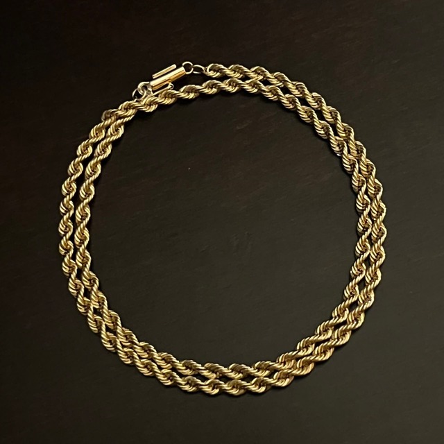 VINTAGE TIFFANY & CO. 14K Gold Twist Rope Narrow Necklace / W Bracelet | ヴィンテージ ティファニー 14K ゴールド ツイスト ロープ ナロー ネックレス / 2重 ブレスレット