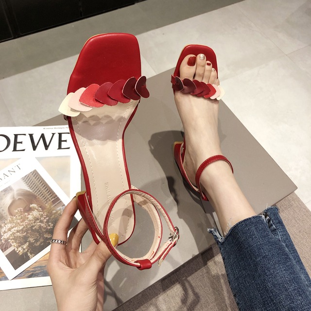 サンダル女性2020新しい夏バージョン野生の妖精スタイルの厚さでオープントゥピーチハートハイヒール女性の潮 部族の婦人靴0611583