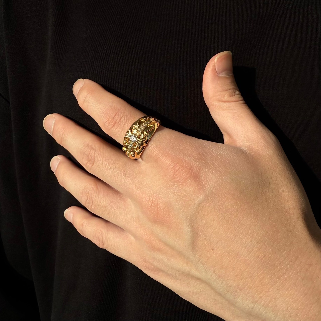 FLORAL RING MEDIUM GOLD