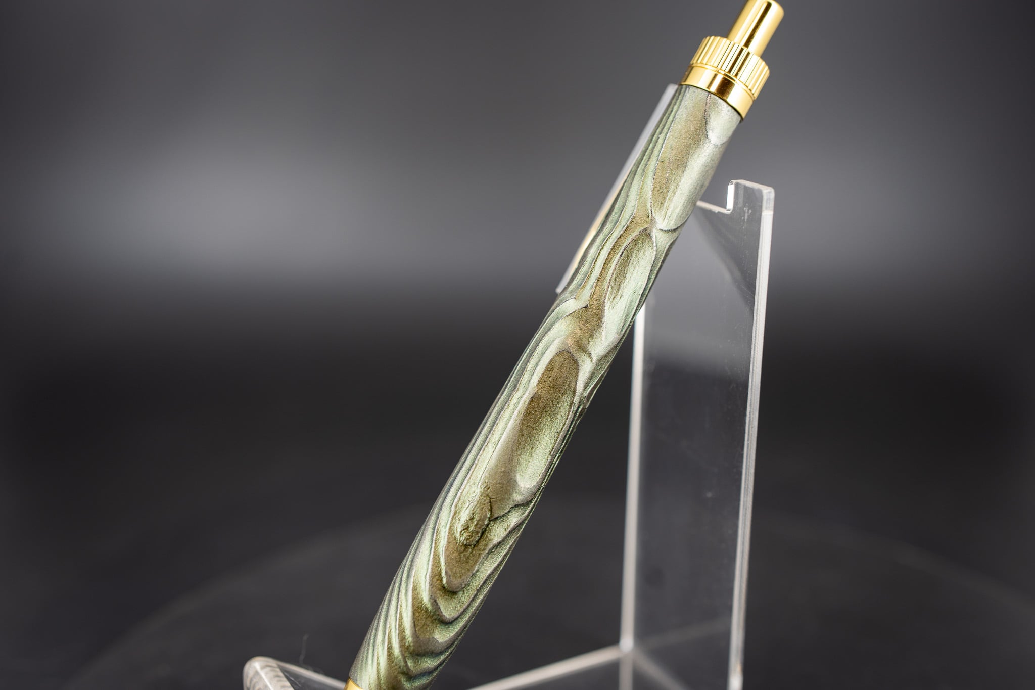 翠煙】屋久杉 浮造り 拭き漆 ① gold BP | 木軸ペン工房 金杢犀