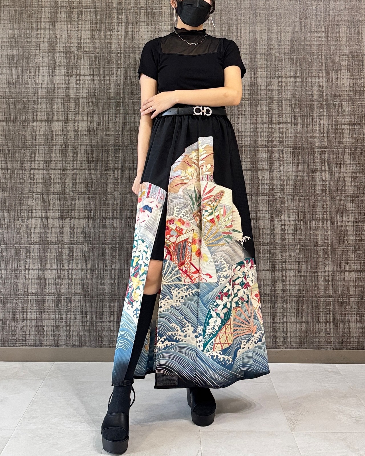 See-through long skirt 681(夏用着物)
