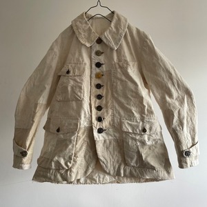 End of 19th Century Antique Hand Woven French Linen & Linen/Cotton Fabric Made Hunting Jacket