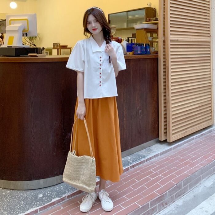 スカート サマーレッドシャツ ストリート 夏物 1号婦人29759746828